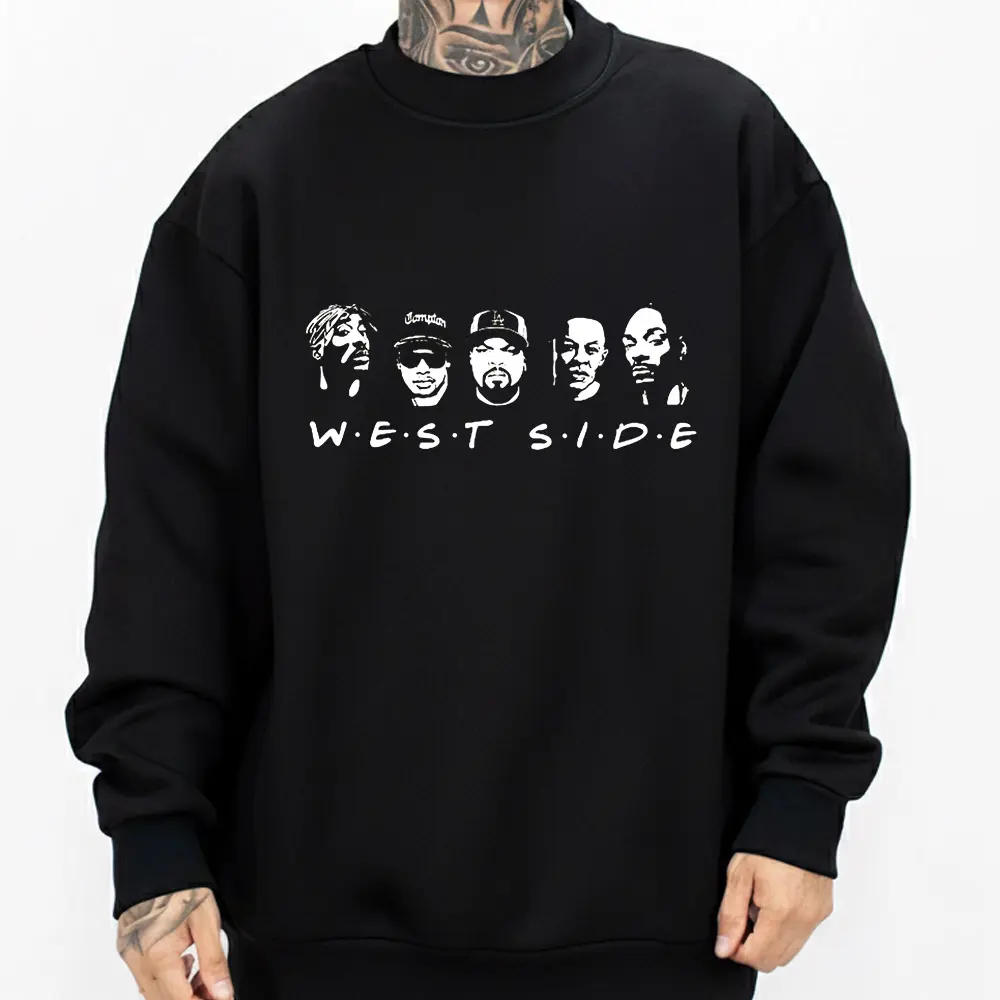 Los Angeles West Side Rap Old School Graphic Tee Unisex Cotton Chicano Streetwear Graphic Tee & Crewneck Sweatshirt - Lowrider Chicana Art, Cholo Gangster Outfit, Soft Fabric Hoodie for Men