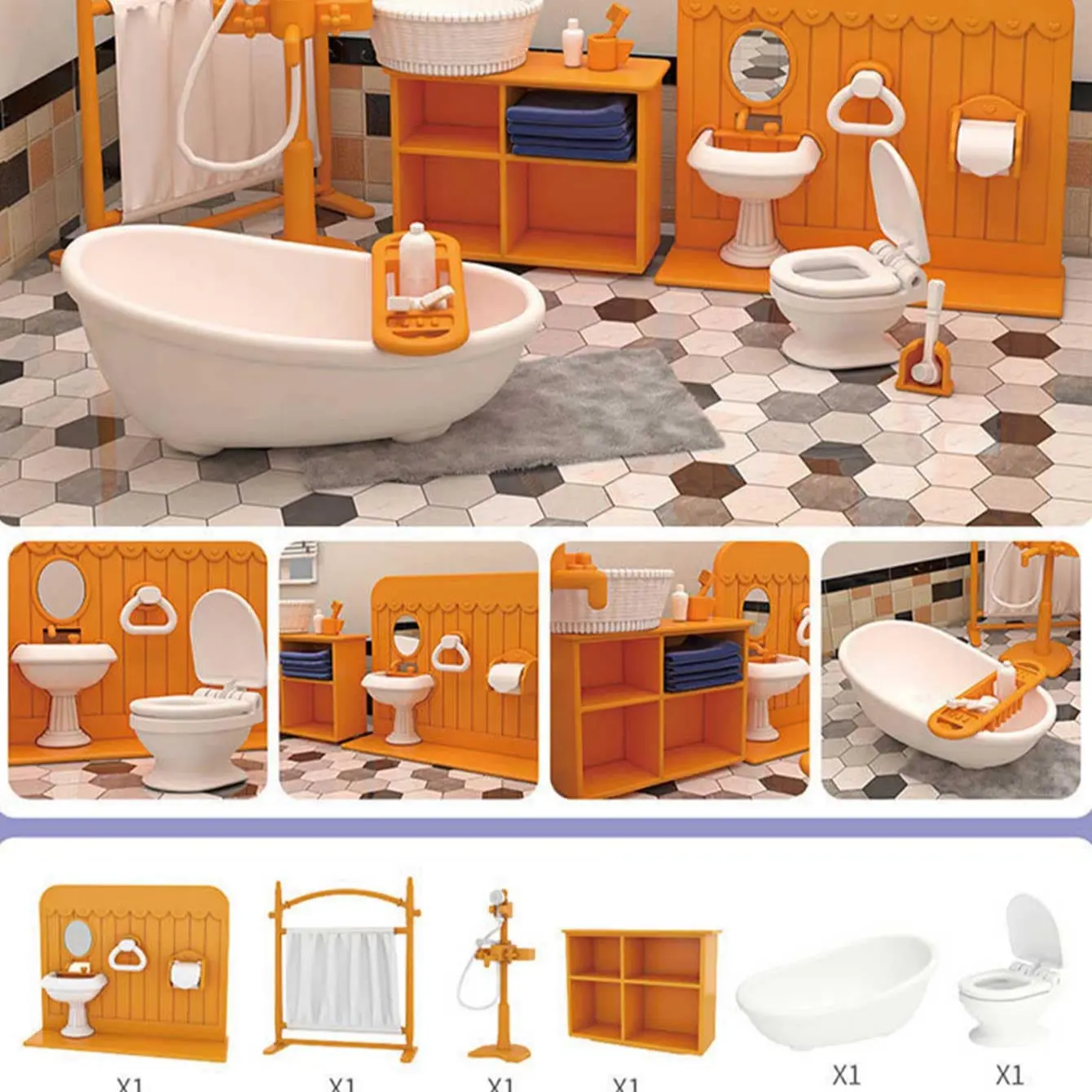 Miniature Kitchen Bedroom Living Room Bathroom Playset Kitchen Pretend Play Set Pretend Cooking Set Playhouse Accessories Furniture, 1pc Home Decor Toy Set for Kids Role-Playing