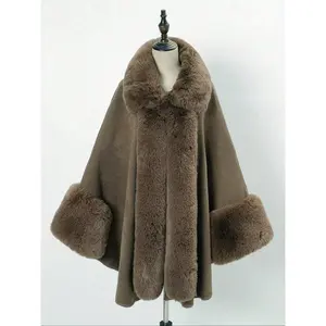 Women’s Faux Fur Shawl Wrap, Warm Plush Blanket Scarf for Autumn & Winter, Casual Solid Design, Stylish Outerwear Accessory