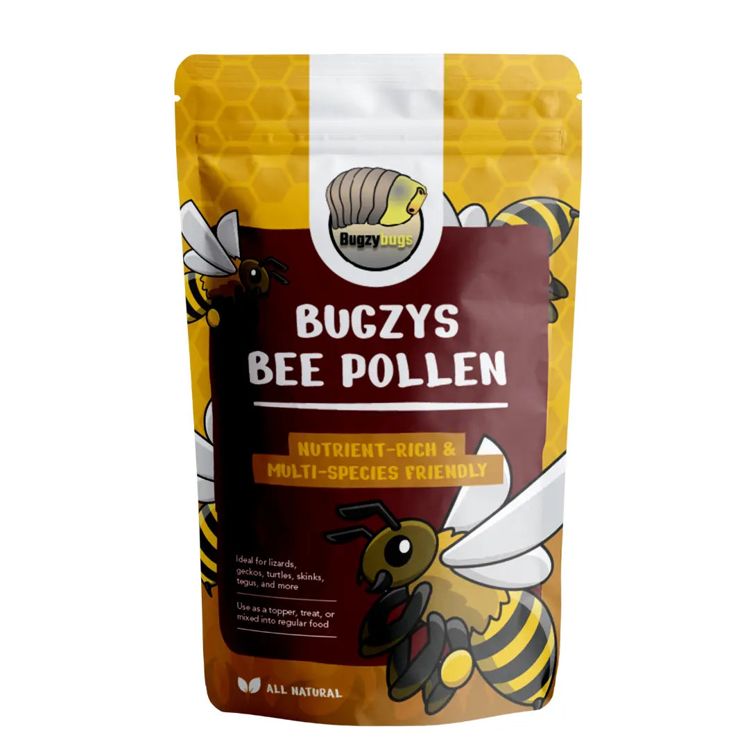 Bugzy Bugs Bee Pollen Nutrient-Rich All Natural Treat for Bearded Dragons Reptiles Isopods & Amphibians with Essential Minerals & Vitamins Supplements