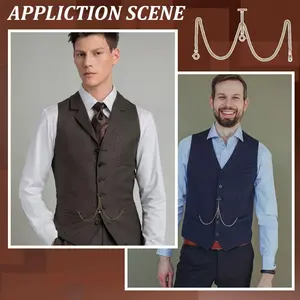 Pocket Watch Chain Double Albert T-Bar Chain Antique Hanging Watch Chain Clip Pocket Chain for Pocket Watch Keys Pendant
