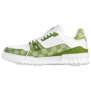 LOUIS VUITTON x Tyler Men's Low-Top Skate Shoes with Hand-Painted Signature in White and Green Trending Shoes, House White Official Shoes to Get / Maison Mihara