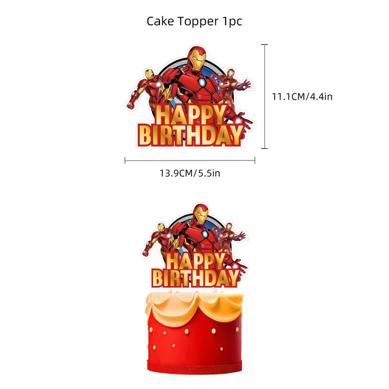 Marvel Iron Man Birthday Party Decorations Set with Banner Cake Toppers and Cupcake Toppers for Kids Party