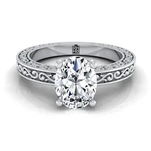 The Veronica Solitaire Engagement Ring Setting for Oval Diamonds in Platinum