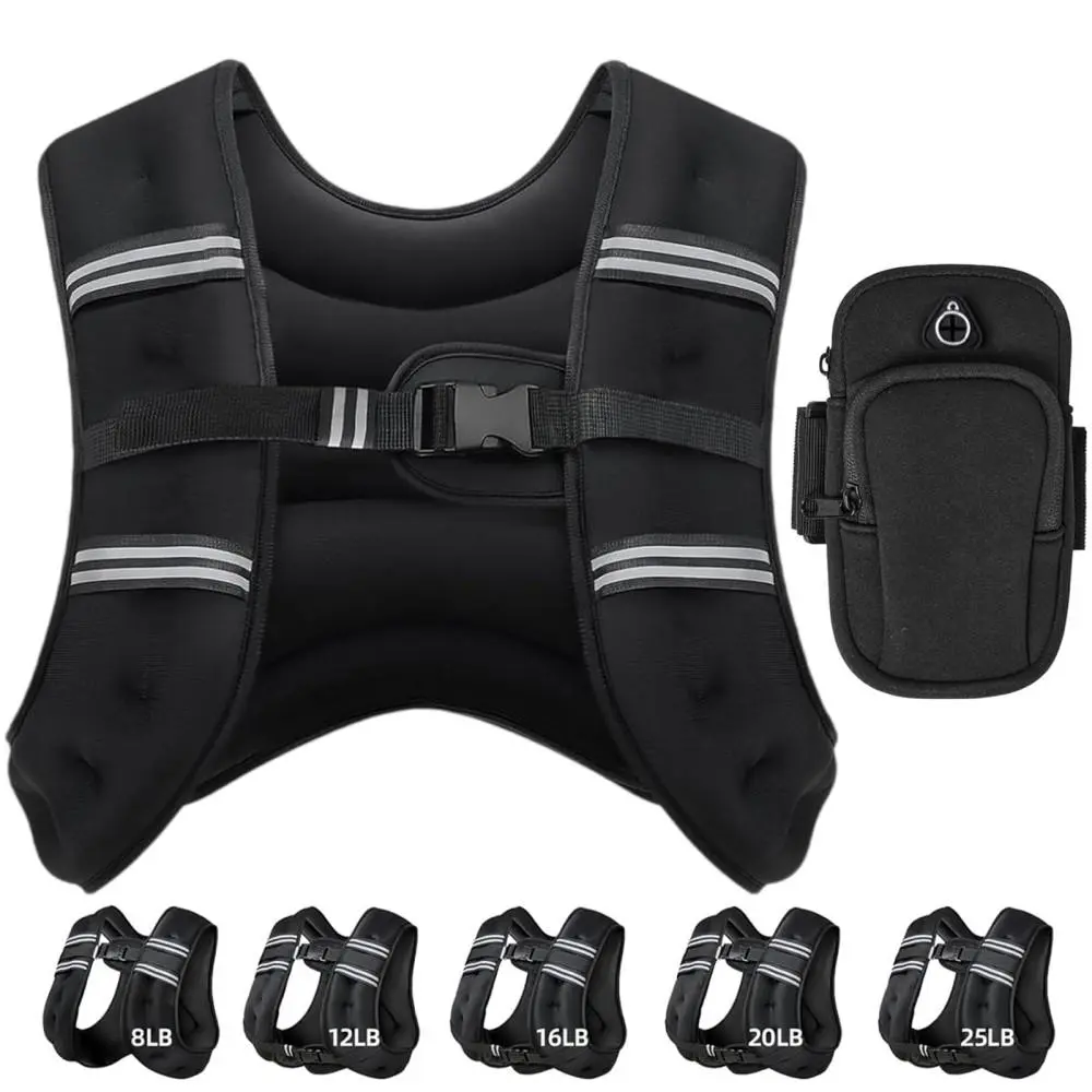 Calisthenics Gym Weighted Training Vest 8LB 12LB 16LB 20LB 25LB Adjustable Breathable Workout Vest Durable Fitness Equipment For Outdoor Running Home Exercise(8IB)