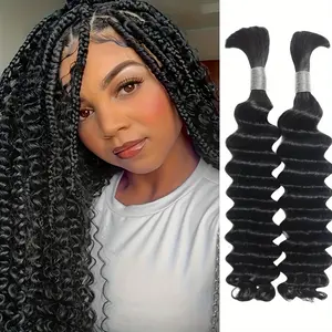 2025 NEW Fashionable 2PCS Deep Wave Bulk Human Hair For Braiding Unprocessed Brazilian Virgin Human Hair Extensions 2 Bundles Micro Braiding Human Hair Bundle No Weft 10-28 Inch