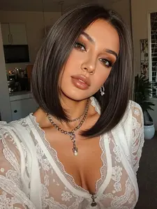 Chic & Easy Bob Cut Wig - 13x4 HD Lace Wig | 12" Straight Dark Brown, Heat Safe, Natural Look