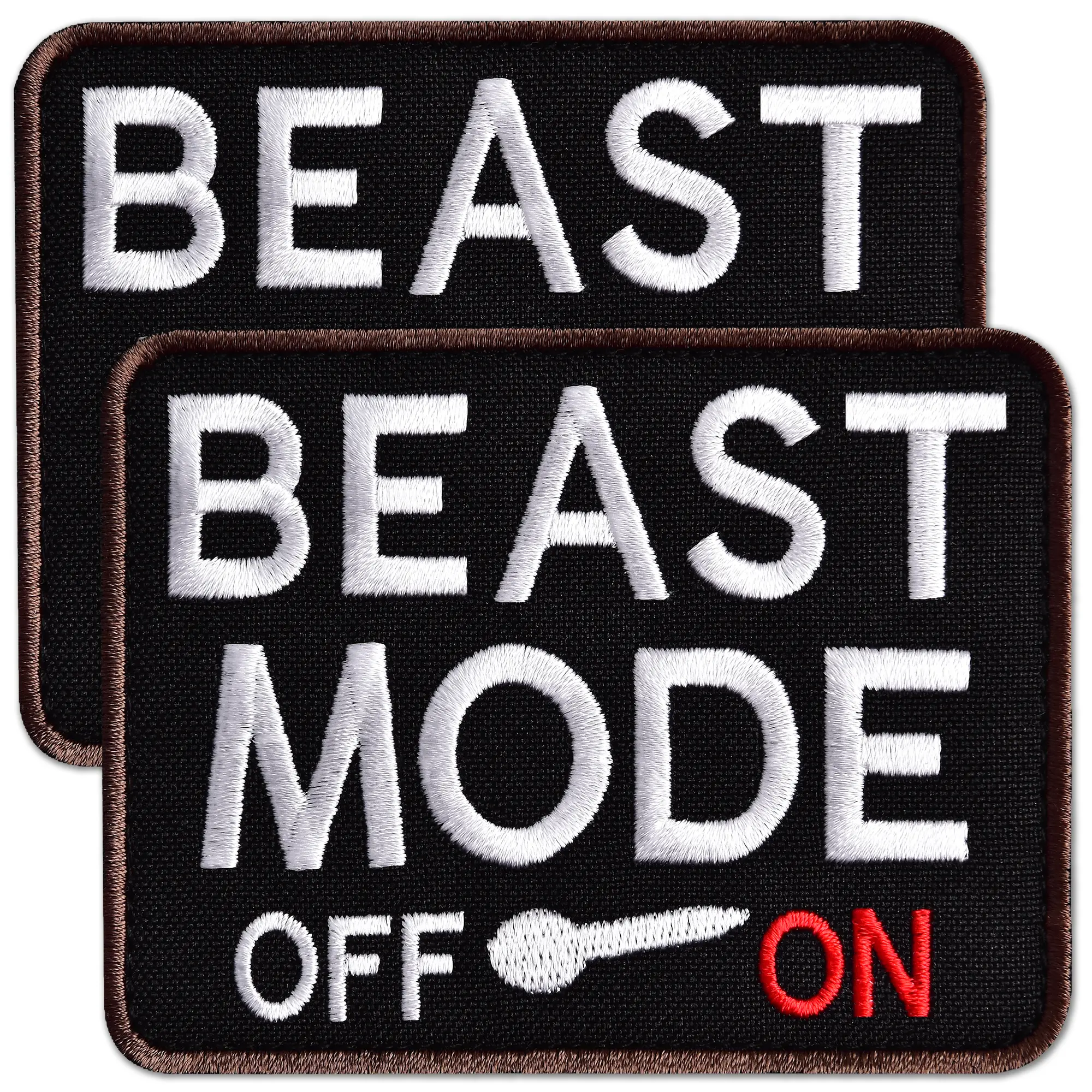 Bluyellow 2Pcs Beast Mode On Patch, Embroidered Hook and Loop Military Morale Funny Patches for Tactical Backpack, Bulletproof Vest, Hat, Dog Vest Harness, Sew on Option, Black, 3.5x2.7 Inches