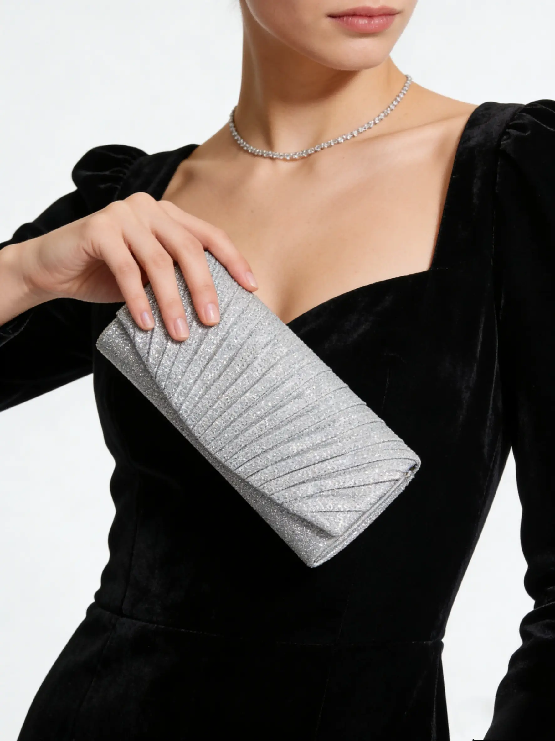 Mini Sparkle Handbag for Women, Fashion Pleated Envelope Clutch, Trendy Clutch Bag, Perfect for Weddings Parties Evening Gowns, Music Festivals, Elegant Clutch