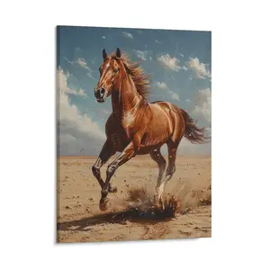 Galloping Brown Horse Posters Wall Art Prints Wildlife Animals Theme Canvas Posters Home Wall Art Family Bedroom Office Decor Aesthetic Festival Gift