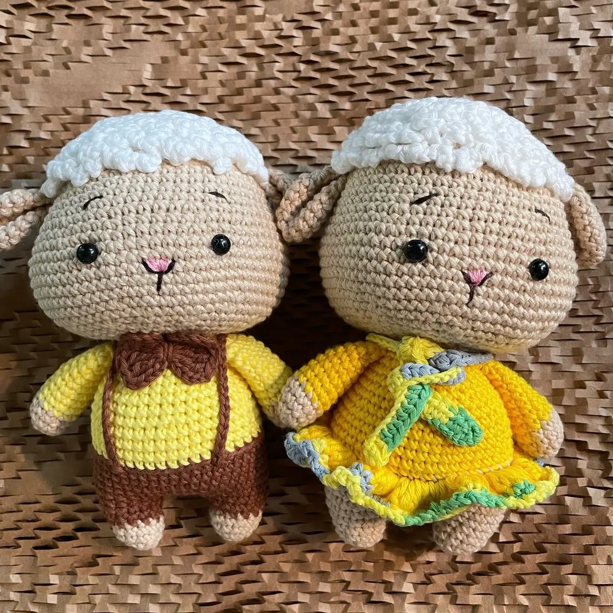 Handmade Crochet couple Sheep Stuffed Plushies Amigurumi Animal doll