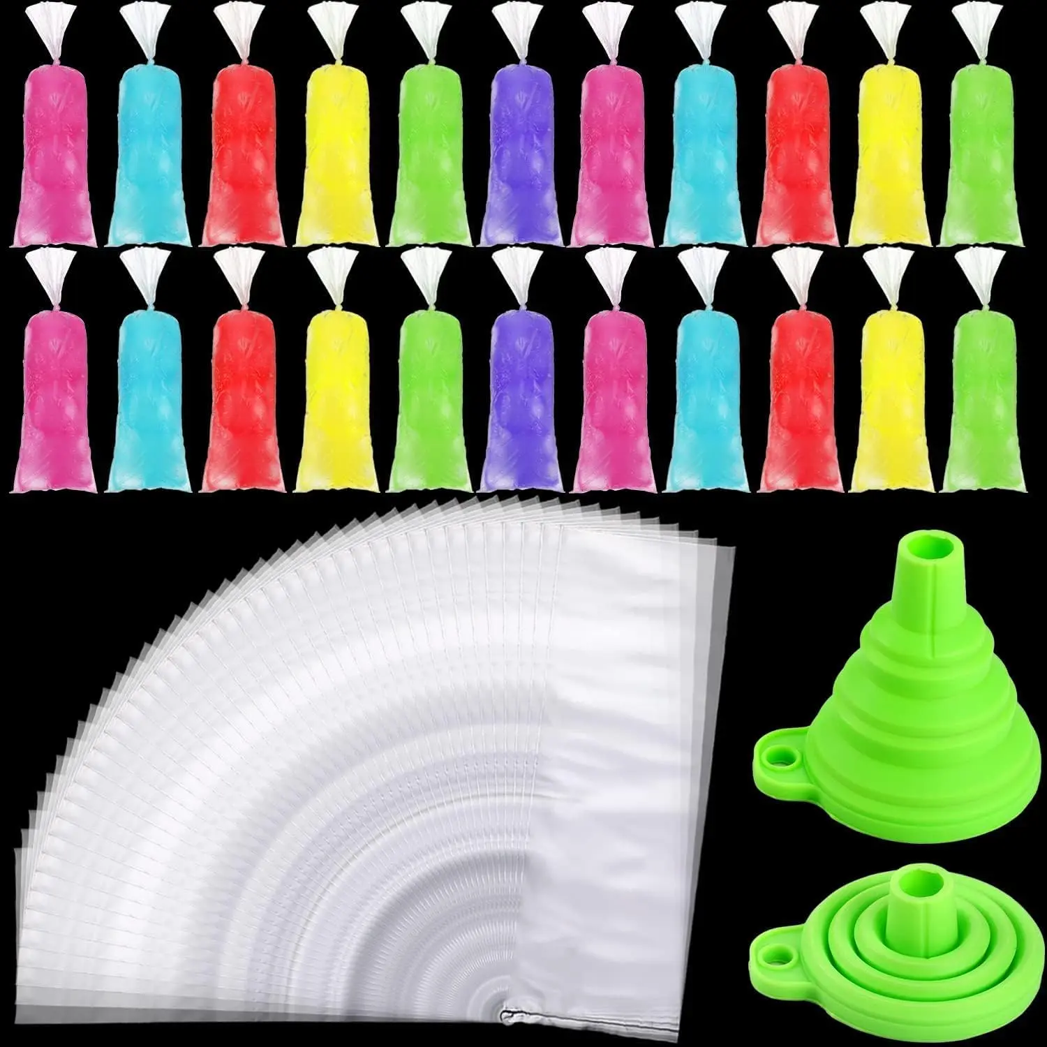 240 PCS Disposable Ice Pop Bags with Silicone Funnel, DIY Freeze Pop Bags for Juice, Yogurt, Smoothies & Homemade Frozen Treats, Leak-Resistant Ice Lolly Bags (3 x 10 in)