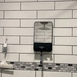 TAILI Fogless Shower Mirror Suction for Shaving with Razor Holder, Removable & NO-Drilling Anti Fog Mirror for Shower, Shatterproof & Waterproof for Bathroom - Men and Women(Black)