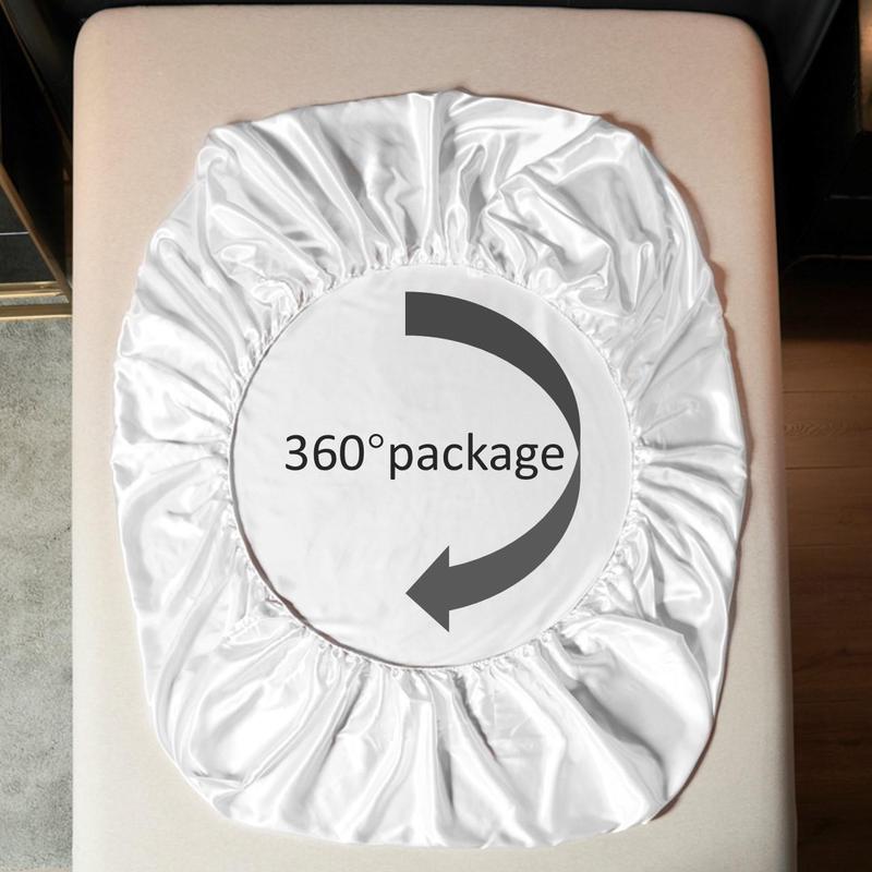 Solid Color Satin Fitted Sheet Set, 3 Counts/set Including 1 Fitted Sheet & 2 Pillowcase without Filler, Soft Comfortable Bedding Set for Bedroom, Dormitory, Hotel