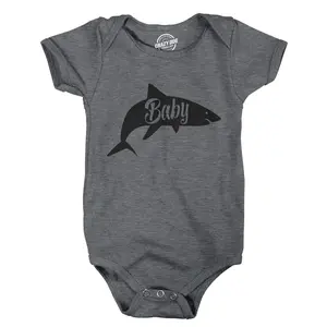 Creeper Baby Shark Cute Baby Funny Shirt for Newborn Shower Graphic Infant Tee Funny Baby Onesies Shark Clothes for Baby Novelty Onesie Dark Grey