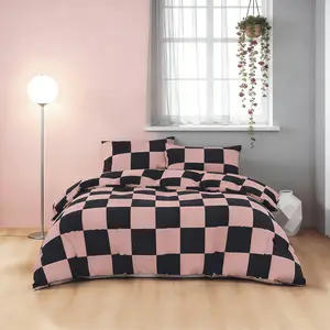 Checkerboard Geometric Print 3-Piece Duvet Cover Set, Multiple Sizes, Includes 1 Duvet Cove(No Filler) and 2 Pillowcases (No Filler), Modern Style Design, Perfect Gift