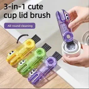 3-in-1 Bottle Lid Brush & Portable Baby Bottle Brush Cleaning Set & Cleaner: Thermos and Water Bottle Cleaning Tool
