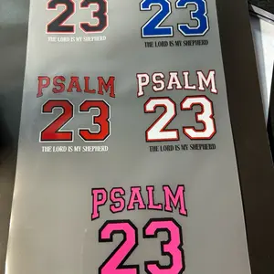 GANG Sheet T-shirt Pocket DTF Transfers Psalm 23 Design with Red White and Pink Colors and "The Lord Is My Shepherd" Text