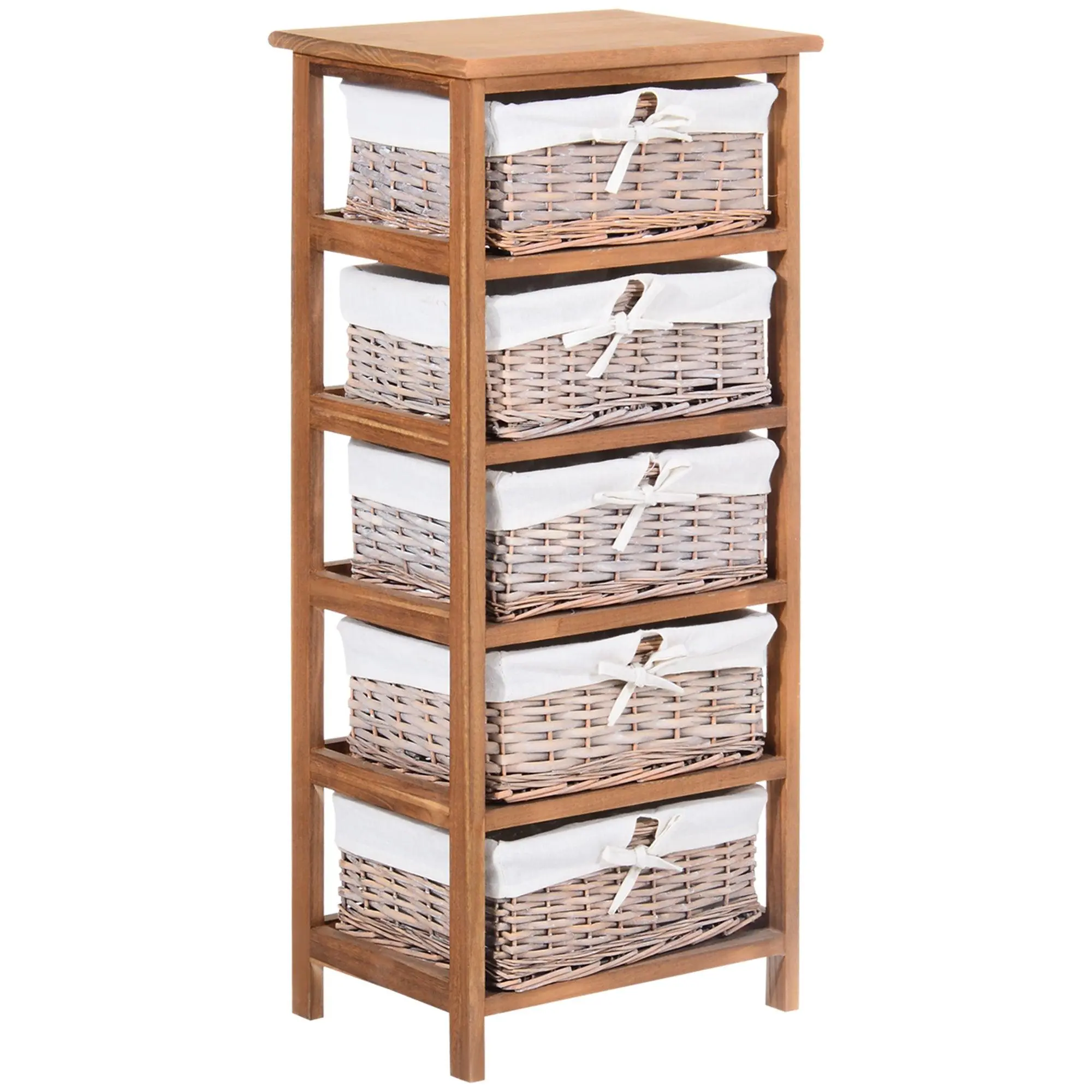 Wicker Basket Storage Unit | 5-Drawer Natural Organization