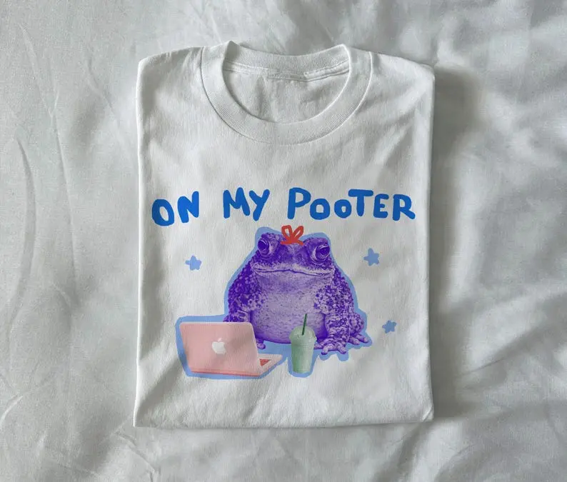 On My Pooter Shirt, Funny Toad Frog Laptop Meme Graphic Tee