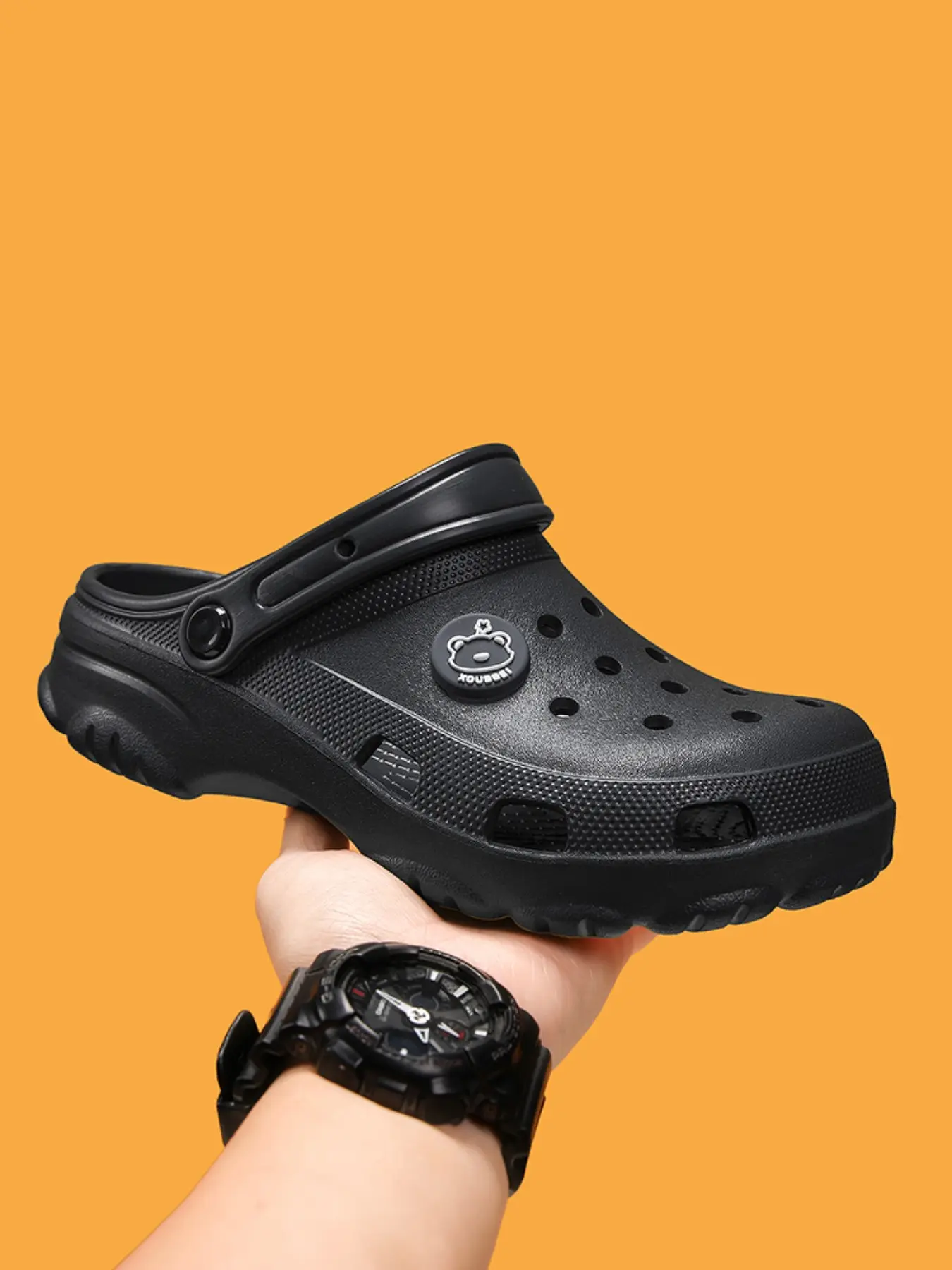 Summer Bear Beach Sandals, Cartoon Pattern, Eva Sole, Casual Style, Less Than Ankle Height, Unisex Outdoor Indoor Shoes
