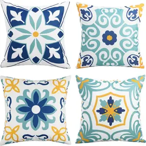 Outdoor Pillow Covers - 4 Pack Outdoor PillowCovers 18x18 Waterproof PillowCovers forPatio Furniture Decorative Pillowcases