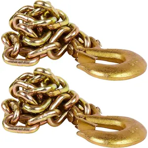 35" Trailer Safety Chain 2 Pack, Grade 70 Heavy Duty G70 Towing Chain with 3/8" Clevis Snap Hooks, 24,000 lbs Break Strength for Boat Trailer, RV, and Dump Trailer, Yellow Zinc Plated