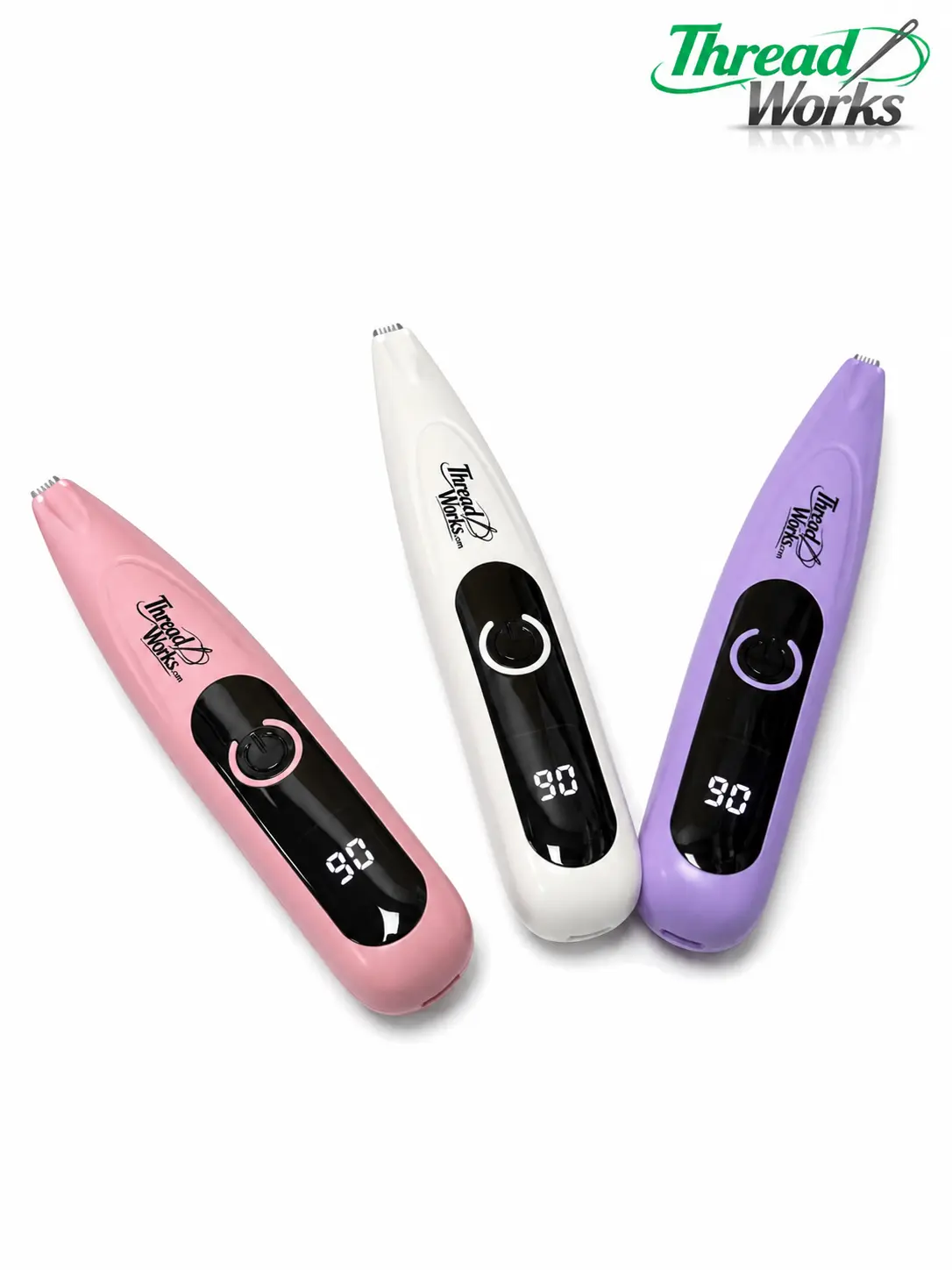 ThreadWorks Rip-A-Stitch™ Electric Seam Ripper - USB-C Rechargeable, Fast & Efficient Stitch Removal Tool with Built-In LED Light, Lightweight Ergonomic Design, Digital Battery Display, Easy Maintenance for Longarm Quilting & Embroidery, Cleaning Brush, B