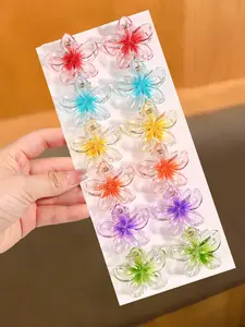 Aesthetic Gradient Flower Hair Claws for Women, Clear Crystal Plumeria Hair Clips for Summer Beach Vacation, Y2K Trendy Non-Slip Floral Shark Clips for Thick Thin Hair, Cute Boho Hair Accessories Gift for Girls 2026 Trend, Hair Clip Set