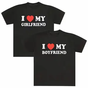 “I Love My Girlfriend” / “I Love My Boyfriend” t-shirt, a men’s regular-fit crew neck with bold “I Love My GF” print, perfect casual short-sleeve everyday wear.