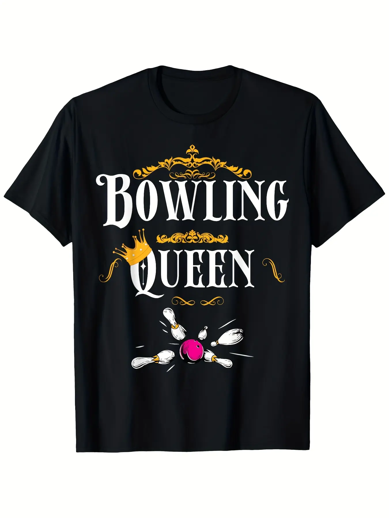 Bowling Queen  King Matching Royal Team Graphic T- unisex soft cotton short sleeve t shirt, vintage graphic casual tee for men women teens, perfect birthday holiday gift for camping travel gym daily street casual wear