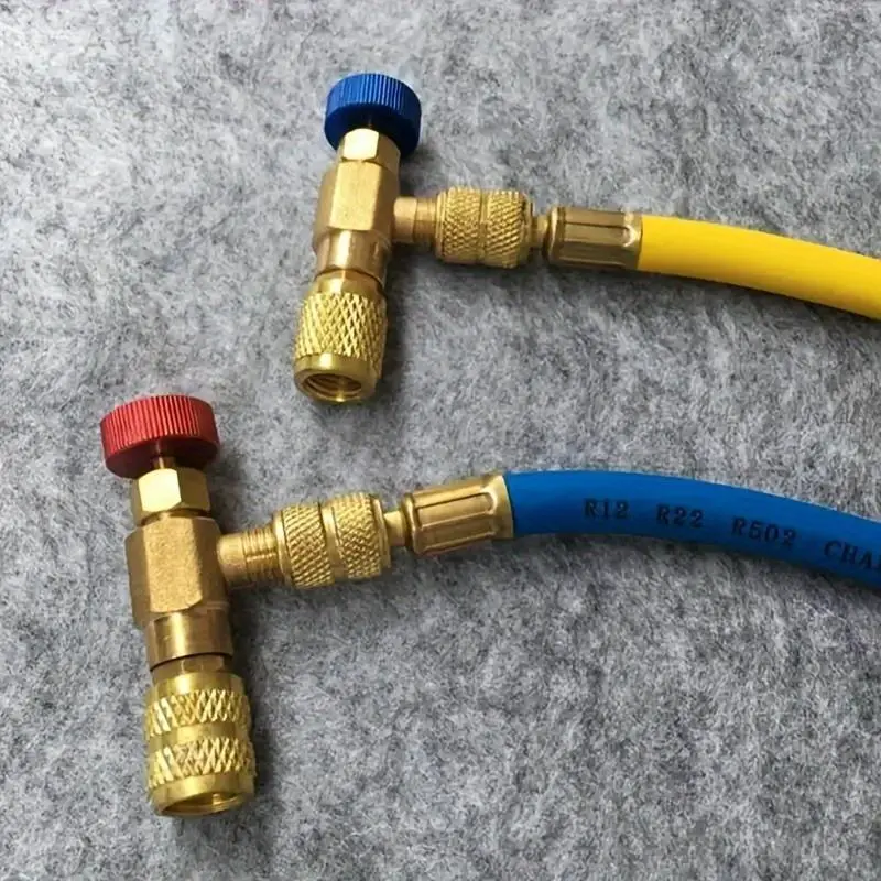 1PC Air Conditioning Fluoride Safety Valve, Liquid Safety Valve R410A R22 Air Conditioning Refrigerant 1/4 "Safety Adapter Air Conditioning Repair And Fluoride Aircon Hose Replacement Parts