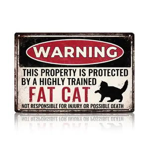 Funny Fat Cat Warning Metal Sign 8×12 inch – Vintage Security Style Wall & Door Decor for Home, Garden, Garage Gift Colorful Crystal Ball Mushroom Night Light Wooden All-Season Welcome Wreath dopamine decor Custom Pine Multi-Functional Cross Ornaments