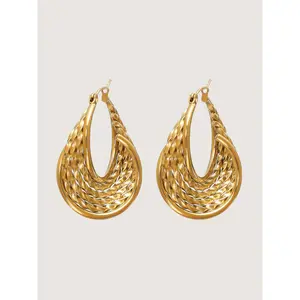 BLOOMCHIC Retro 18K Gold-Plated Textured Earrings Swimweek
