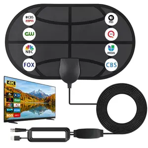 Indoor Digital HDTV Antenna，Superior Reception Range & Signal Reliability, Supports 4K Smart TVs，Extended Range 50miles，Easy Install