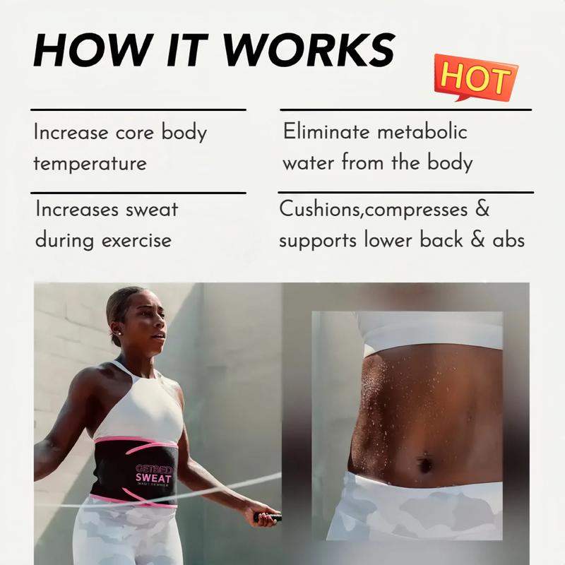 GETBED Classic Sweat Waist Trimmer for Women & Men Black/Pink CR Neoprene with Neo-Sweat Technology for High Intensity Training Gym Workouts Fitness Layer Waist Trainer Belt Exercise Waistband 2 Adjustable Sizes Choose Color