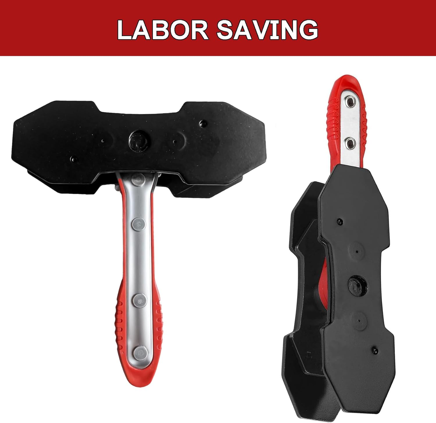 Red Brake Caliper Compression Tool,4-in-1 Universal Disc Caliper Tool with 2 Steel Plates&4 Caliper Hooks,360°Swivel Ratcheting Compressor for Automotive Brake Repair and Installation,Car Disc Brake Repair