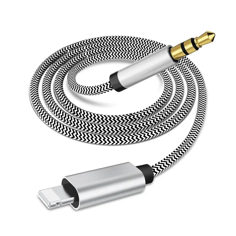 Braided Design Audio Adapter, Charging Port To 3.5mm Aux Headphone Jack Adapter, Compatible with iPhone 14 Pro Max/13/12 Mini/11 Pro/XR/XS Max/8/7Plus/SE/Pad/Pod, Headphone Accessories
