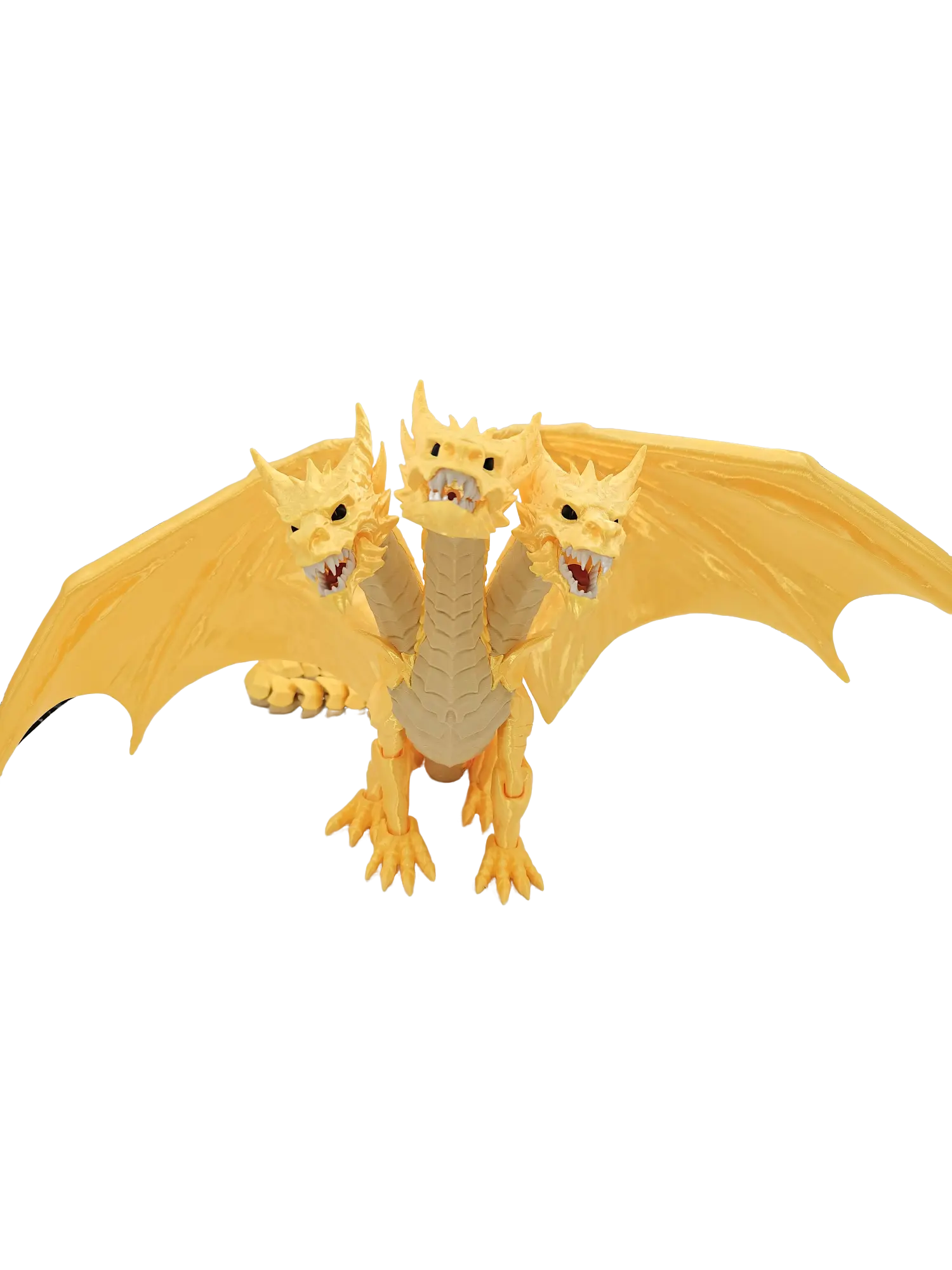 Huge 3-Headed Gold Dragon Toy | Fully Articulated Fantasy Collectible