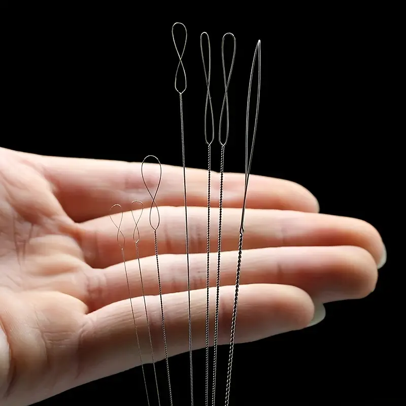 7counts New Beading Iron Needles, Including Storage Bottle, Twisted Needle, And Spiral Beading Needle, For Self-designed Bracelet Making Tools
