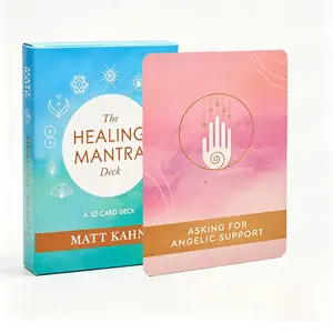 Healing Mantra Oracle Deck of Cards For Emotional, Mindfulness Meditation 52 Card Deck for Stress Relief Spiritual Growth and Positive Energy Self Care Gift for Women and Men Mindful Living Practice Tool Blue Aesthetic Oracle Style Cards