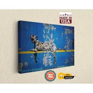 Banksy in NY Yankee Stadium Bronx Zoo and Leopard Street Art - Urban Graffiti Canvas Print of High Quality -HAND CRAFTED-