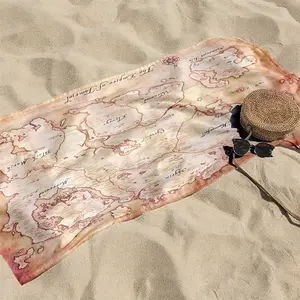 1 piece The Elder Scrolls: Skyrim and Jamriel Empire Map themed beach towel - Modern-style all-season flannel blanket, suitable for sofas and beds, super soft and comfortable, digitally printed pattern, 100% polyester material, machine washable