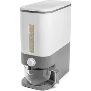 25 Lbs Rice Dispenser, Large Grain Container with Lid Measuring Cylinder Moisture Cereal Dispenser for wide of grains