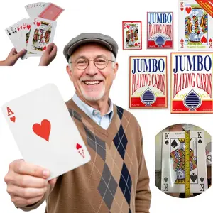 54 Large Poker Cards, Big Size Paper Cards, Giant Wedding Number Cards for Indoor Outdoor Games, Adult Party Holiday Games for Halloween Christmas Thanksgiving