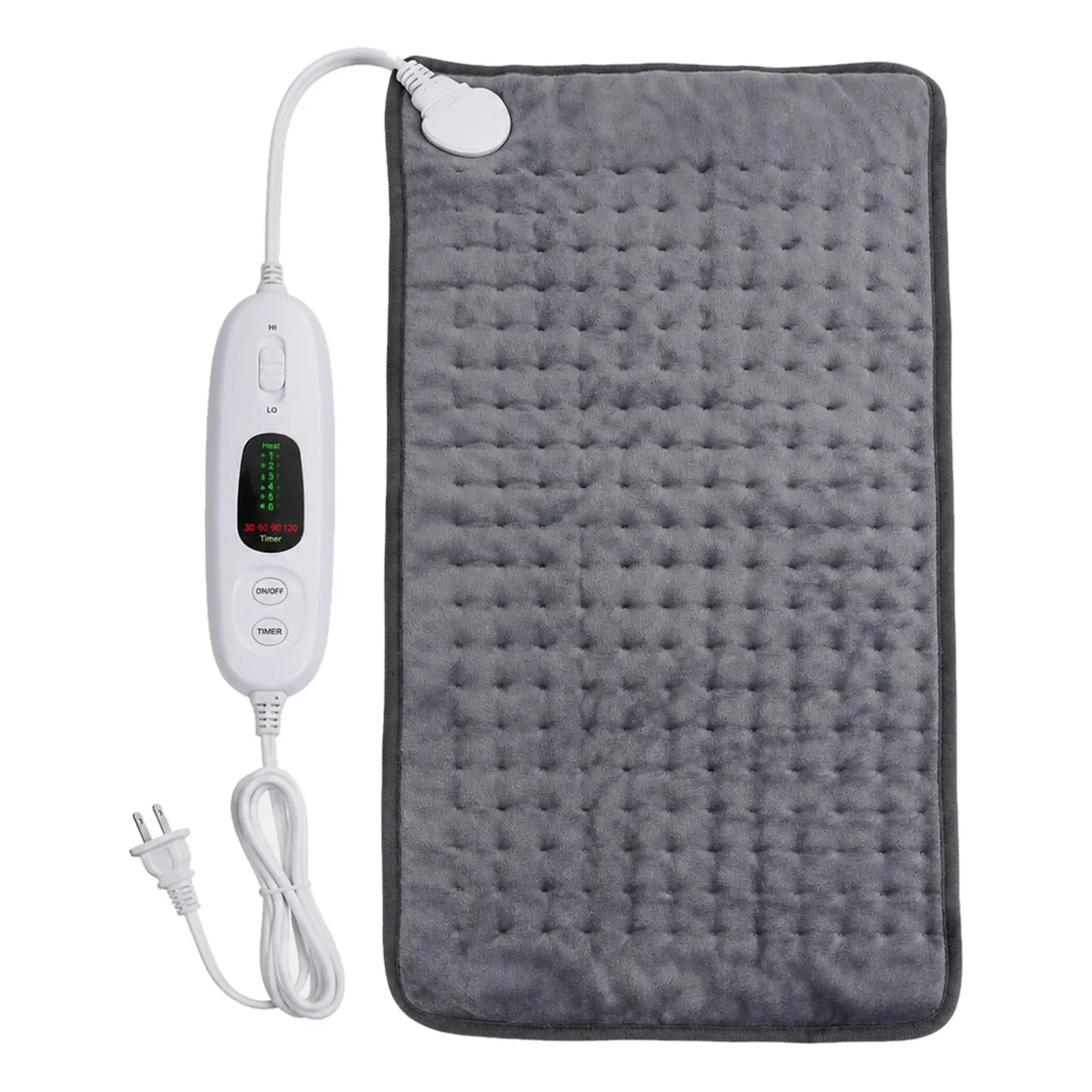 Heating Pad 12" x 24" - Electric Heating Pad with 6 Heat Levels & Auto Shut-Off Timer, Machine Washable Soft Flannel Heat Pad for Back, Neck, Shoulders, Abdomen & Legs, Gray