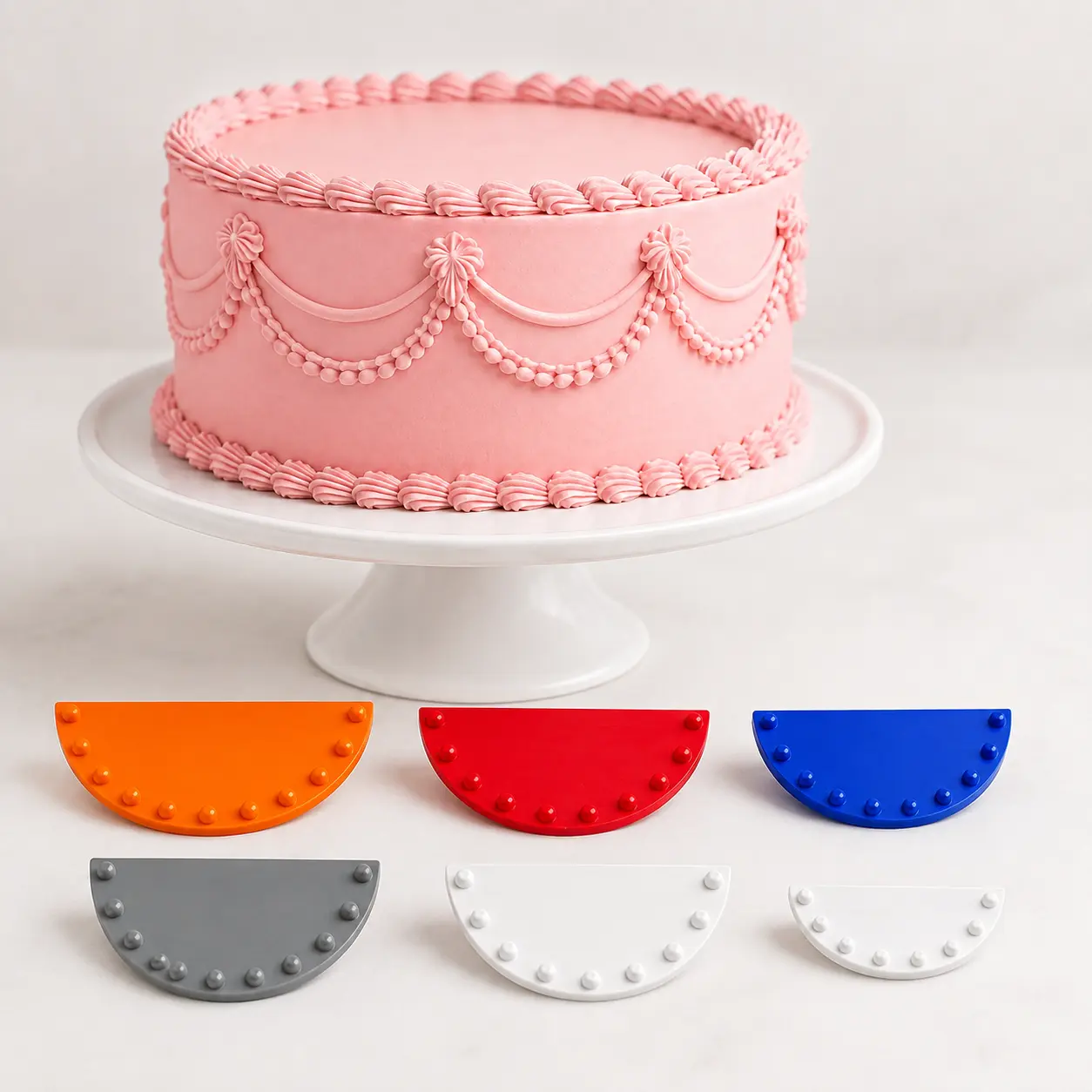 6-Pcs Cake Garland Marker Set for Vintage Cake Decorating, Multi-Size Cake Arch Positioning Guide Tools for Even Ruffle Swag & Border Piping on Buttercream