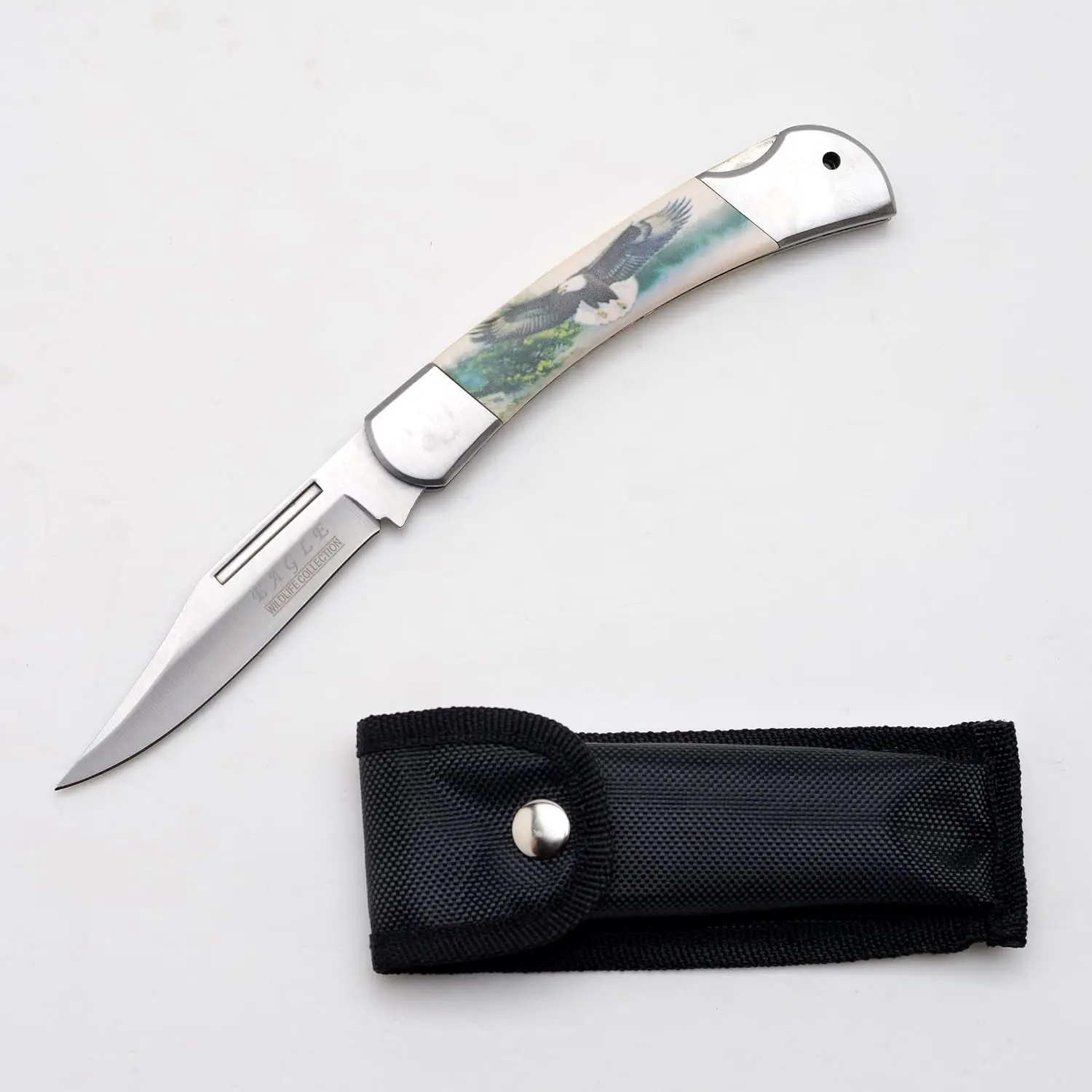 Wild Turkey Handmade Folding Pocket Knife for Collectors, Eagle Print Plastic Handle with 4-Inch Stainless Steel Blade, Lock Back for Carving, Collectibles, Folding Stainless Steel Pocket Knives, Hunting, Edc Pocket Knives