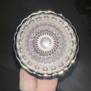 Bohemian Silver - Rimmed Pink Floral Pattern Handmade Ceramic Teacup with Scalloped Edge