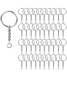Key Ring with Adjustable Metal Chain & Open Jump, Split Round Keychain Rings, Bulk for Craft Making Jewelry